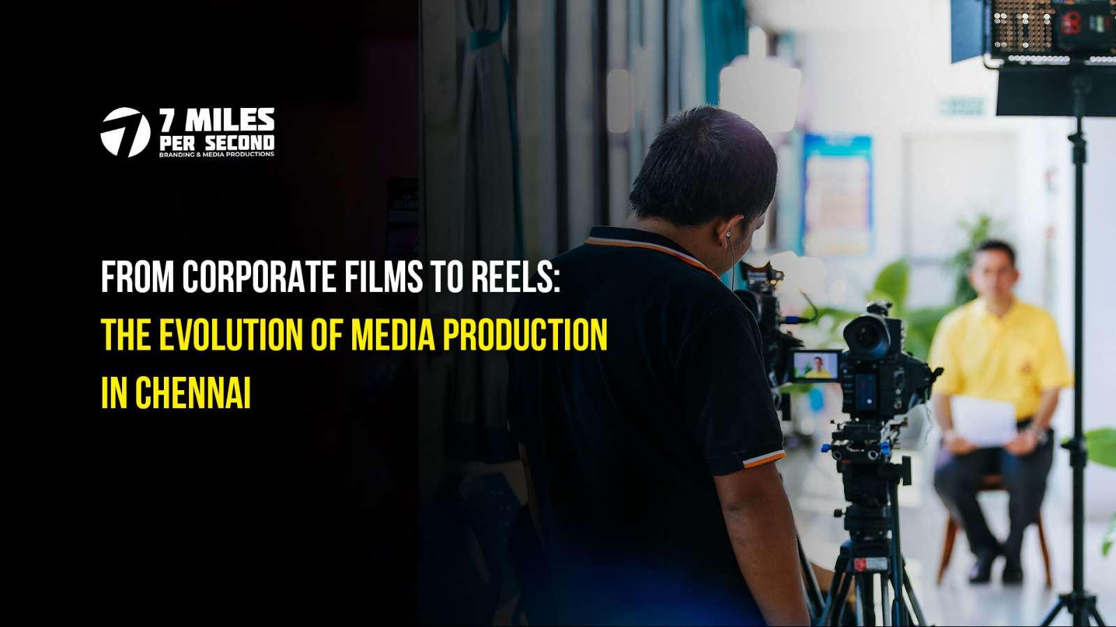 Chennai video production team working on corporate film and short-form content with cameras, lights, and editing equipment